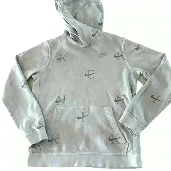 Nike Sportswear Club Pullover Basketball Print Gray Size L - Picture 1 of 10